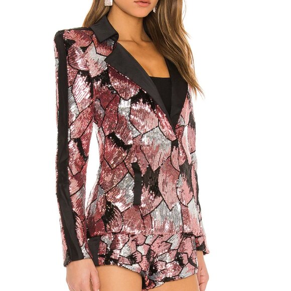NEW Zhivago Mallwolf Blazer Jacket in Blush Pink Silver Black Sequins 6 Medium - Picture 3 of 9